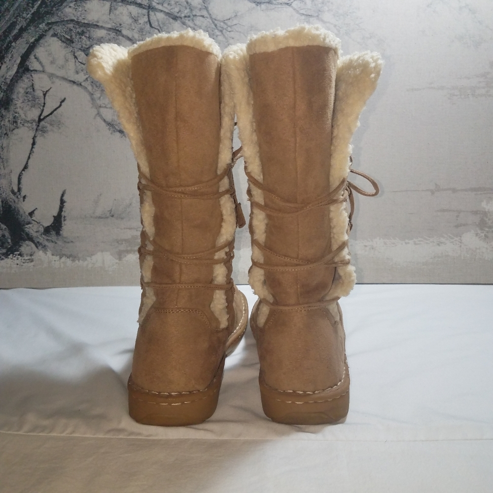 Airwalk Sherpa Lace Wrap Faux Suede Boots Women Sz 9 - Picture 3 of 7
